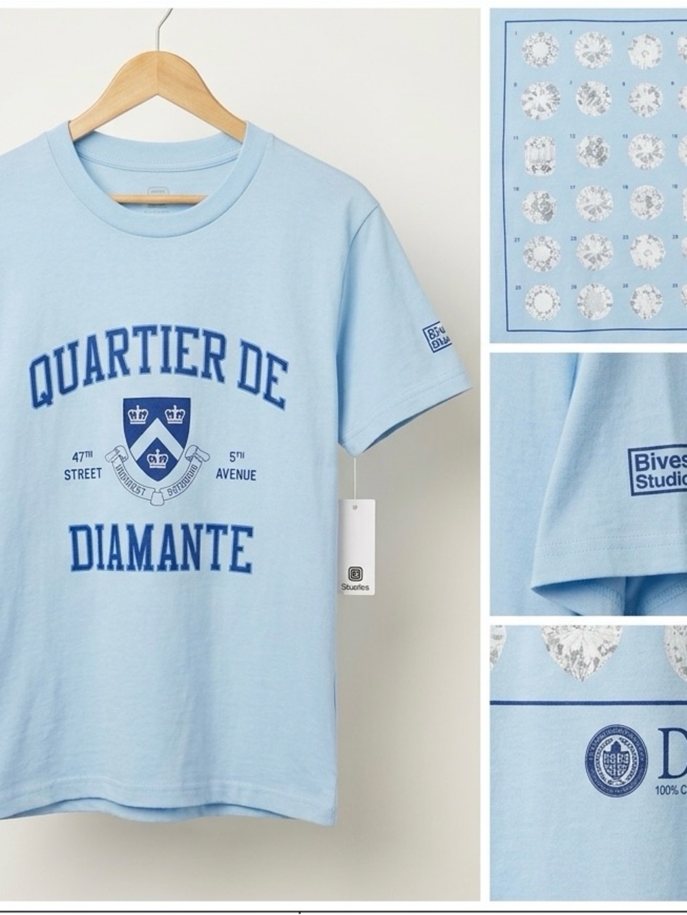 Bives Studios Light Blue 'Quartier De Diamante' Graphic Tee